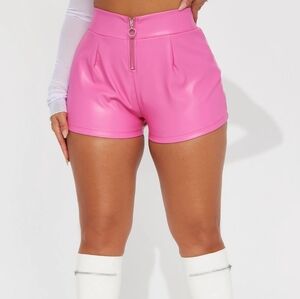 Pink faux leather shorts